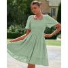 imageBTFBM Womens Summer Smocked Mini Dress Spring Square Neck Flutter Sleeve Casual Ruffle Swing Boho Beach Dresses PocketsSage Green