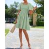 imageBTFBM Womens Summer Smocked Mini Dress Spring Square Neck Flutter Sleeve Casual Ruffle Swing Boho Beach Dresses PocketsSage Green