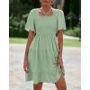 imageBTFBM Womens Summer Smocked Mini Dress Spring Square Neck Flutter Sleeve Casual Ruffle Swing Boho Beach Dresses PocketsSage Green