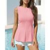 imageBTFBM Womens Summer Tops 2026 Business Casual Outfits Crew Neck Sleeveless Shirts Slim Fit Peplum Tank TopPink