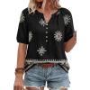 imageBTFBM Womens Summer Tops Boho V Neck Short Sleeve Dressy Casual Business Blouses Flowy Floral Print Shirt Trendy 2026Floral Black Apricot