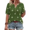 imageBTFBM Womens Summer Tops Boho V Neck Short Sleeve Dressy Casual Business Blouses Flowy Floral Print Shirt Trendy 2026Floral Green White