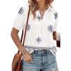 imageBTFBM Womens Summer Tops Boho V Neck Short Sleeve Dressy Casual Business Blouses Flowy Floral Print Shirt Trendy 2026Floral White Navy