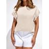 imageBTFBM Womens Summer Tops Satin Blouses Dressy Casual Crewneck Short Sleeve Shirts 2026 Spring Work Business OutfitsBeige