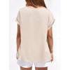 imageBTFBM Womens Summer Tops Satin Blouses Dressy Casual Crewneck Short Sleeve Shirts 2026 Spring Work Business OutfitsBeige