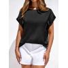 imageBTFBM Womens Summer Tops Satin Blouses Dressy Casual Crewneck Short Sleeve Shirts 2026 Spring Work Business OutfitsBlack