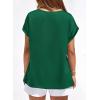 imageBTFBM Womens Summer Tops Satin Blouses Dressy Casual Crewneck Short Sleeve Shirts 2026 Spring Work Business OutfitsGreen