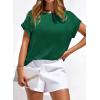 imageBTFBM Womens Summer Tops Satin Blouses Dressy Casual Crewneck Short Sleeve Shirts 2026 Spring Work Business OutfitsGreen