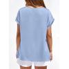 imageBTFBM Womens Summer Tops Satin Blouses Dressy Casual Crewneck Short Sleeve Shirts 2026 Spring Work Business OutfitsLight Blue