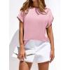 imageBTFBM Womens Summer Tops Satin Blouses Dressy Casual Crewneck Short Sleeve Shirts 2026 Spring Work Business OutfitsPink
