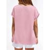 imageBTFBM Womens Summer Tops Satin Blouses Dressy Casual Crewneck Short Sleeve Shirts 2026 Spring Work Business OutfitsPink