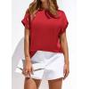 imageBTFBM Womens Summer Tops Satin Blouses Dressy Casual Crewneck Short Sleeve Shirts 2026 Spring Work Business OutfitsRed