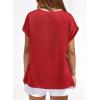 imageBTFBM Womens Summer Tops Satin Blouses Dressy Casual Crewneck Short Sleeve Shirts 2026 Spring Work Business OutfitsRed