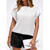 imageBTFBM Womens Summer Tops Satin Blouses Dressy Casual Crewneck Short Sleeve Shirts 2026 Spring Work Business OutfitsWhite