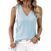 imageBTFBM Womens Tank Tops 2026 Summer Eyelet Crossed V Neck Sleeveless Casual Loose Fit Basic Spring Top Vacation OutfitsLight Blue