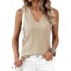 imageBTFBM Womens Tank Tops 2026 Summer Eyelet Crossed V Neck Sleeveless Casual Loose Fit Basic Spring Top Vacation OutfitsLight Khaki