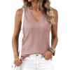 imageBTFBM Womens Tank Tops 2026 Summer Eyelet Crossed V Neck Sleeveless Casual Loose Fit Basic Spring Top Vacation OutfitsPink