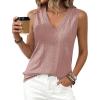 imageBTFBM Womens Tank Tops 2026 Summer Eyelet Crossed V Neck Sleeveless Casual Loose Fit Basic Spring Top Vacation OutfitsPink