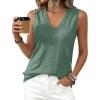 imageBTFBM Womens Tank Tops 2026 Summer Eyelet Crossed V Neck Sleeveless Casual Loose Fit Basic Spring Top Vacation OutfitsSage Green