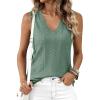 imageBTFBM Womens Tank Tops 2026 Summer Eyelet Crossed V Neck Sleeveless Casual Loose Fit Basic Spring Top Vacation OutfitsSage Green