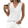 imageBTFBM Womens Tank Tops 2026 Summer Eyelet Crossed V Neck Sleeveless Casual Loose Fit Basic Spring Top Vacation OutfitsWhite