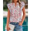 imageBTFBM Womens Tops Dressy Casual 2026 Spring Summer Shirts Boho Floral V Neck Ruffle Cap Sleeve Business Work BlousesFloral Beige Multi