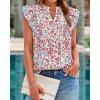 imageBTFBM Womens Tops Dressy Casual 2026 Spring Summer Shirts Boho Floral V Neck Ruffle Cap Sleeve Business Work BlousesFloral Beige Multi
