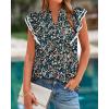imageBTFBM Womens Tops Dressy Casual 2026 Spring Summer Shirts Boho Floral V Neck Ruffle Cap Sleeve Business Work BlousesFloral Black Blue