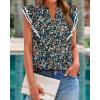imageBTFBM Womens Tops Dressy Casual 2026 Spring Summer Shirts Boho Floral V Neck Ruffle Cap Sleeve Business Work BlousesFloral Black Blue