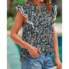 imageBTFBM Womens Tops Dressy Casual 2026 Spring Summer Shirts Boho Floral V Neck Ruffle Cap Sleeve Business Work BlousesFloral Black Blue