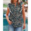 imageBTFBM Womens Tops Dressy Casual 2026 Spring Summer Shirts Boho Floral V Neck Ruffle Cap Sleeve Business Work BlousesFloral Black Blue
