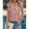 imageBTFBM Womens Tops Dressy Casual 2026 Spring Summer Shirts Boho Floral V Neck Ruffle Cap Sleeve Business Work BlousesFloral Black Red