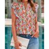 imageBTFBM Womens Tops Dressy Casual 2026 Spring Summer Shirts Boho Floral V Neck Ruffle Cap Sleeve Business Work BlousesFloral Black Red