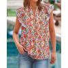 imageBTFBM Womens Tops Dressy Casual 2026 Spring Summer Shirts Boho Floral V Neck Ruffle Cap Sleeve Business Work BlousesFloral Black Red