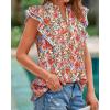 imageBTFBM Womens Tops Dressy Casual 2026 Spring Summer Shirts Boho Floral V Neck Ruffle Cap Sleeve Business Work BlousesFloral Black Red
