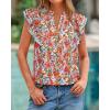 imageBTFBM Womens Tops Dressy Casual 2026 Spring Summer Shirts Boho Floral V Neck Ruffle Cap Sleeve Business Work BlousesFloral Black Red