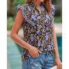 imageBTFBM Womens Tops Dressy Casual 2026 Spring Summer Shirts Boho Floral V Neck Ruffle Cap Sleeve Business Work BlousesFloral Blue