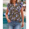 imageBTFBM Womens Tops Dressy Casual 2026 Spring Summer Shirts Boho Floral V Neck Ruffle Cap Sleeve Business Work BlousesFloral Blue