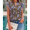 imageBTFBM Womens Tops Dressy Casual 2026 Spring Summer Shirts Boho Floral V Neck Ruffle Cap Sleeve Business Work BlousesFloral Blue
