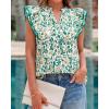 imageBTFBM Womens Tops Dressy Casual 2026 Spring Summer Shirts Boho Floral V Neck Ruffle Cap Sleeve Business Work BlousesFloral Green Yellow
