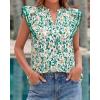 imageBTFBM Womens Tops Dressy Casual 2026 Spring Summer Shirts Boho Floral V Neck Ruffle Cap Sleeve Business Work BlousesFloral Green Yellow
