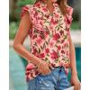 imageBTFBM Womens Tops Dressy Casual 2026 Spring Summer Shirts Boho Floral V Neck Ruffle Cap Sleeve Business Work BlousesFloral Orange Pink Red
