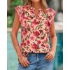 imageBTFBM Womens Tops Dressy Casual 2026 Spring Summer Shirts Boho Floral V Neck Ruffle Cap Sleeve Business Work BlousesFloral Orange Pink Red