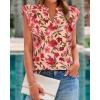 imageBTFBM Womens Tops Dressy Casual 2026 Spring Summer Shirts Boho Floral V Neck Ruffle Cap Sleeve Business Work BlousesFloral Orange Pink Red