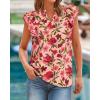imageBTFBM Womens Tops Dressy Casual 2026 Spring Summer Shirts Boho Floral V Neck Ruffle Cap Sleeve Business Work BlousesFloral Orange Pink Red