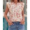 imageBTFBM Womens Tops Dressy Casual 2026 Spring Summer Shirts Boho Floral V Neck Ruffle Cap Sleeve Business Work BlousesFloral Orange Yellow