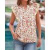imageBTFBM Womens Tops Dressy Casual 2026 Spring Summer Shirts Boho Floral V Neck Ruffle Cap Sleeve Business Work BlousesFloral Orange Yellow