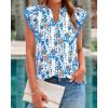 imageBTFBM Womens Tops Dressy Casual 2026 Spring Summer Shirts Boho Floral V Neck Ruffle Cap Sleeve Business Work BlousesFloral White Blue