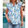 imageBTFBM Womens Tops Dressy Casual 2026 Spring Summer Shirts Boho Floral V Neck Ruffle Cap Sleeve Business Work BlousesFloral White Blue