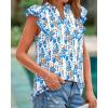 imageBTFBM Womens Tops Dressy Casual 2026 Spring Summer Shirts Boho Floral V Neck Ruffle Cap Sleeve Business Work BlousesFloral White Blue